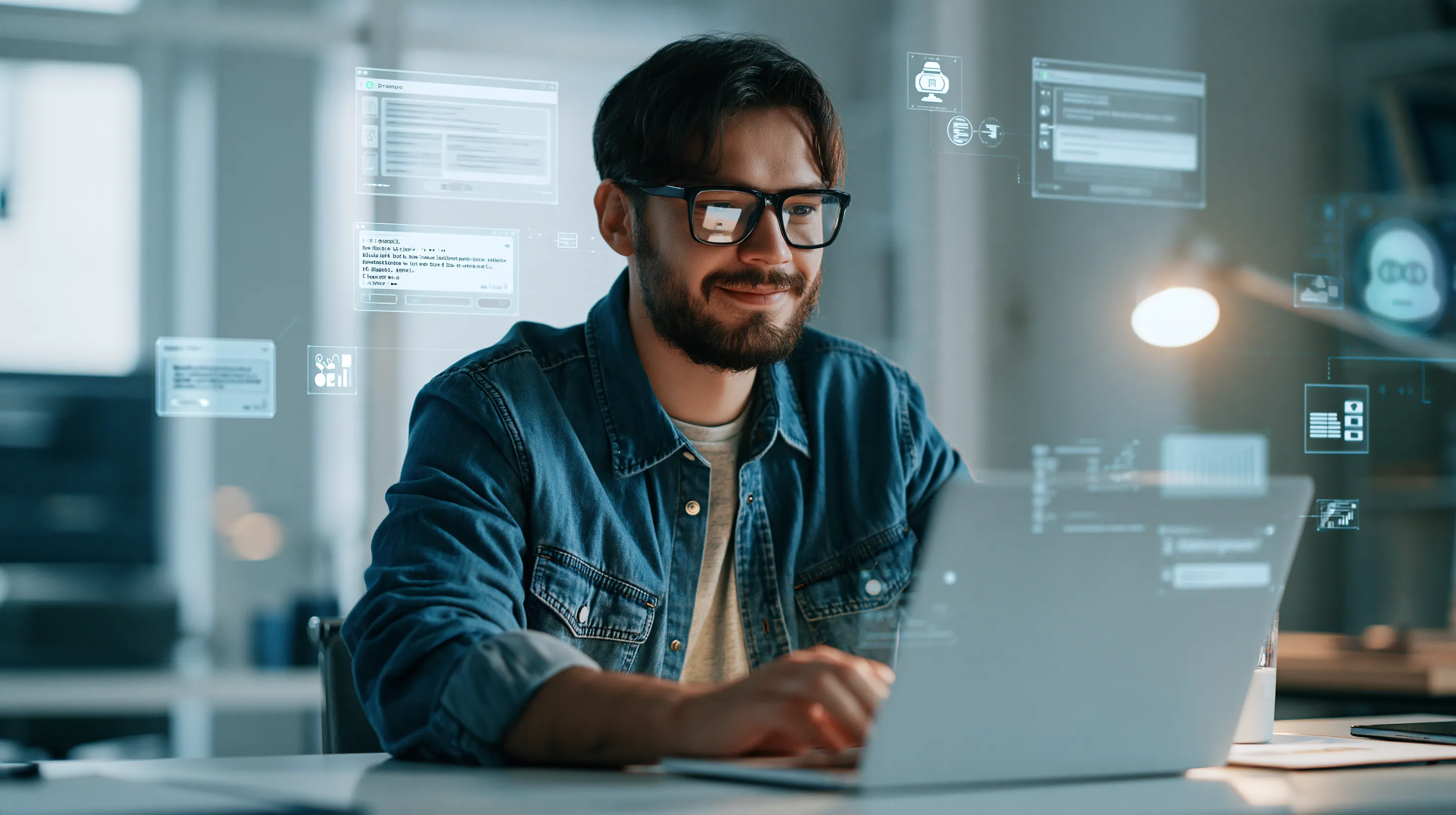 Teilnehmer arbeitet im Live-Kurs mit KI-Tools